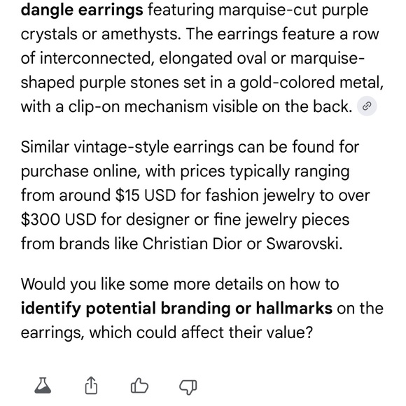 Swarorski Gold and Amathyst color Purple 2” Drop Earrings - Picture 2 of 7